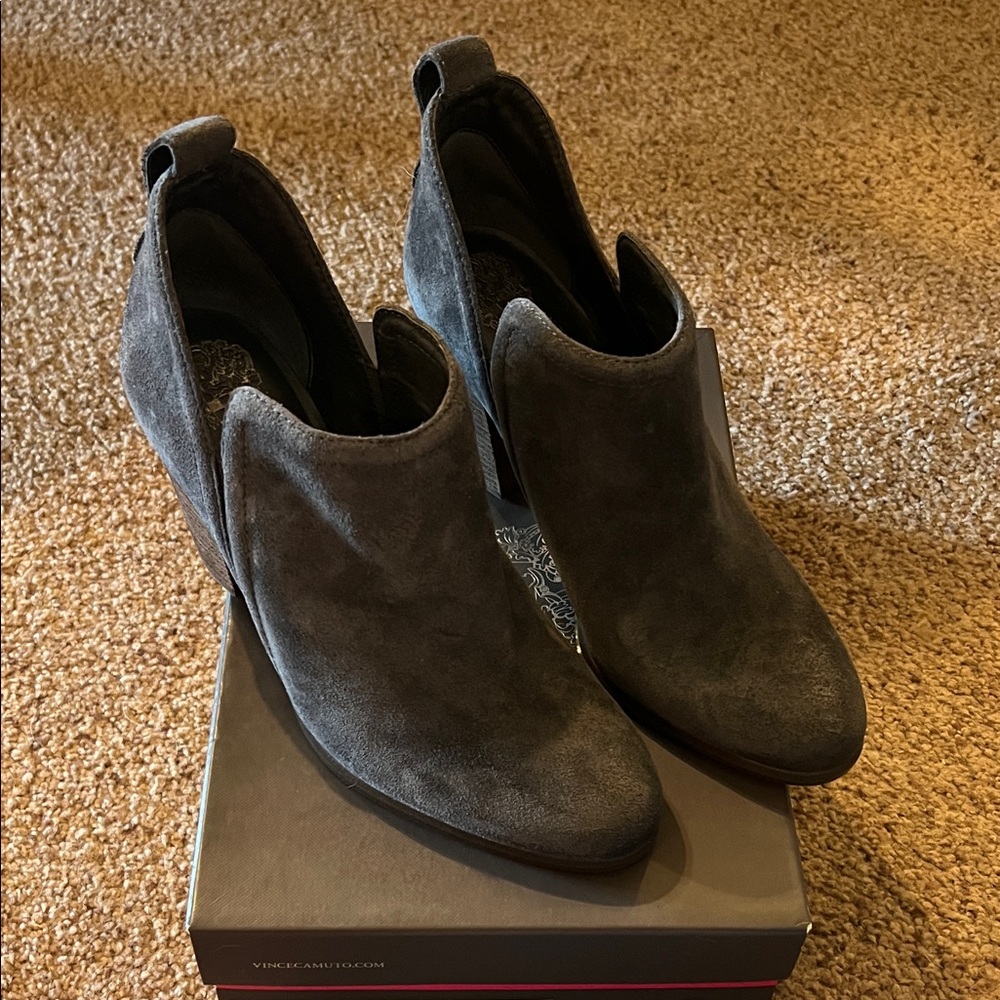 Vince Camuto Francia Charcoal Suede Ankle Booties